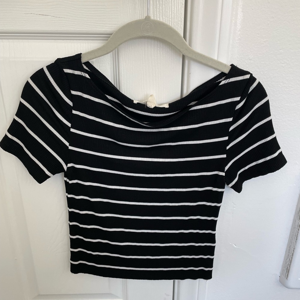 Black Striped Crop Top